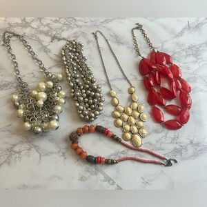 Lot of 5 Statement Fashion Necklaces